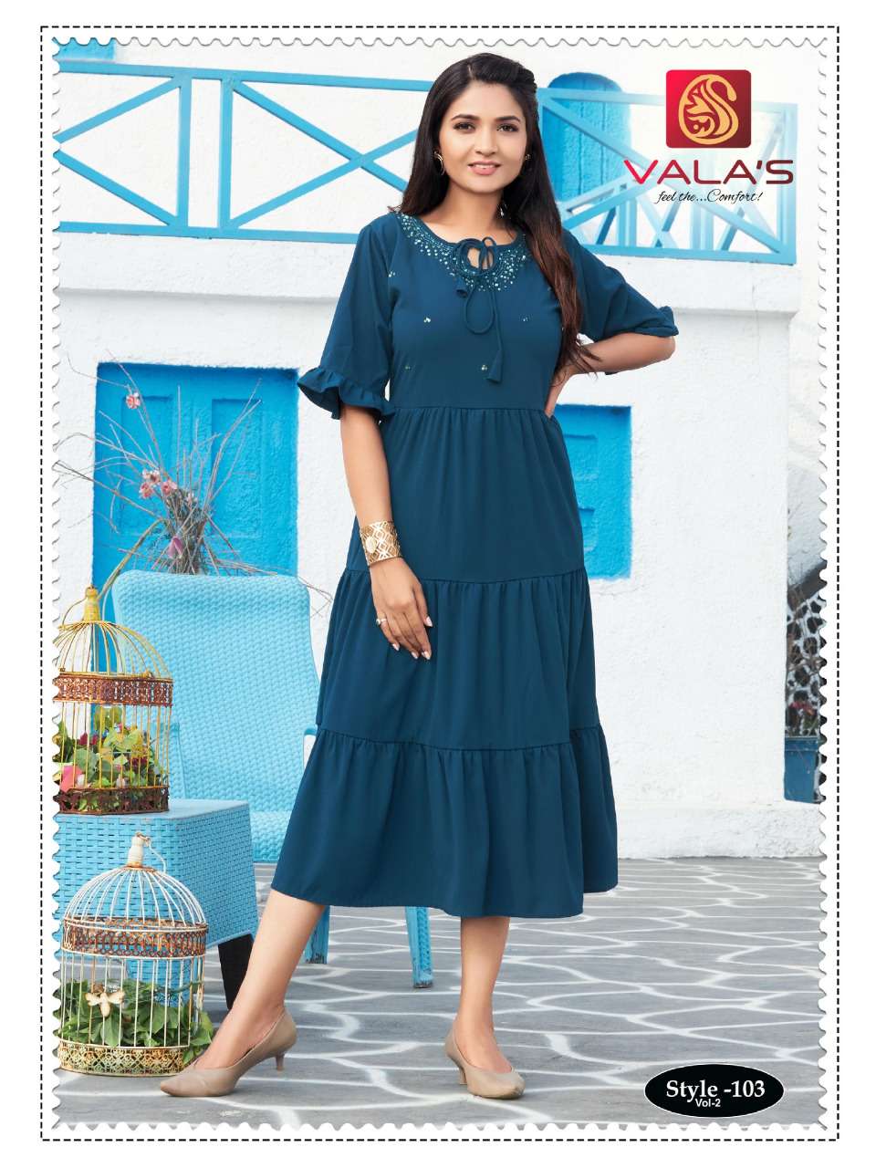 STYLE VOL-2 BY VALAS 101 TO 106 SERIES BEAUTIFUL SUITS COLORFUL STYLISH FANCY CASUAL WEAR & ETHNIC WEAR RAYON DRESSES AT WHOLESALE PRICE
