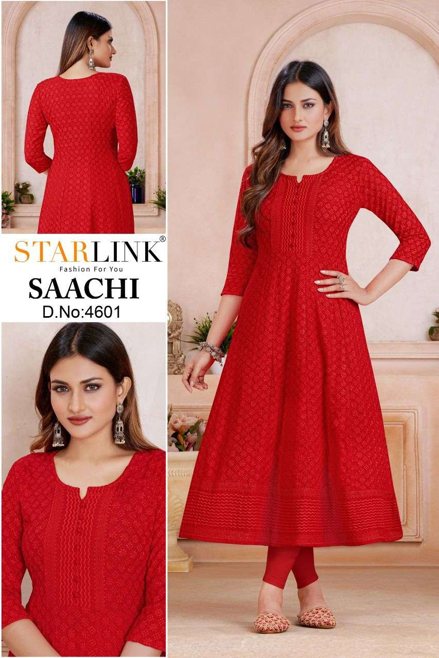 SAACHI BY STARLINK 4601 TO 4620 SERIES DESIGNER STYLISH FANCY COLORFUL BEAUTIFUL PARTY WEAR & ETHNIC WEAR COLLECTION RAYON KURTIS AT WHOLESALE PRICE