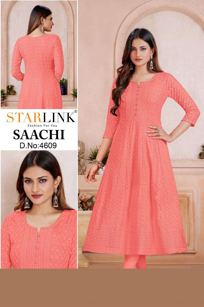 SAACHI BY STARLINK 4601 TO 4620 SERIES DESIGNER STYLISH FANCY COLORFUL BEAUTIFUL PARTY WEAR & ETHNIC WEAR COLLECTION RAYON KURTIS AT WHOLESALE PRICE