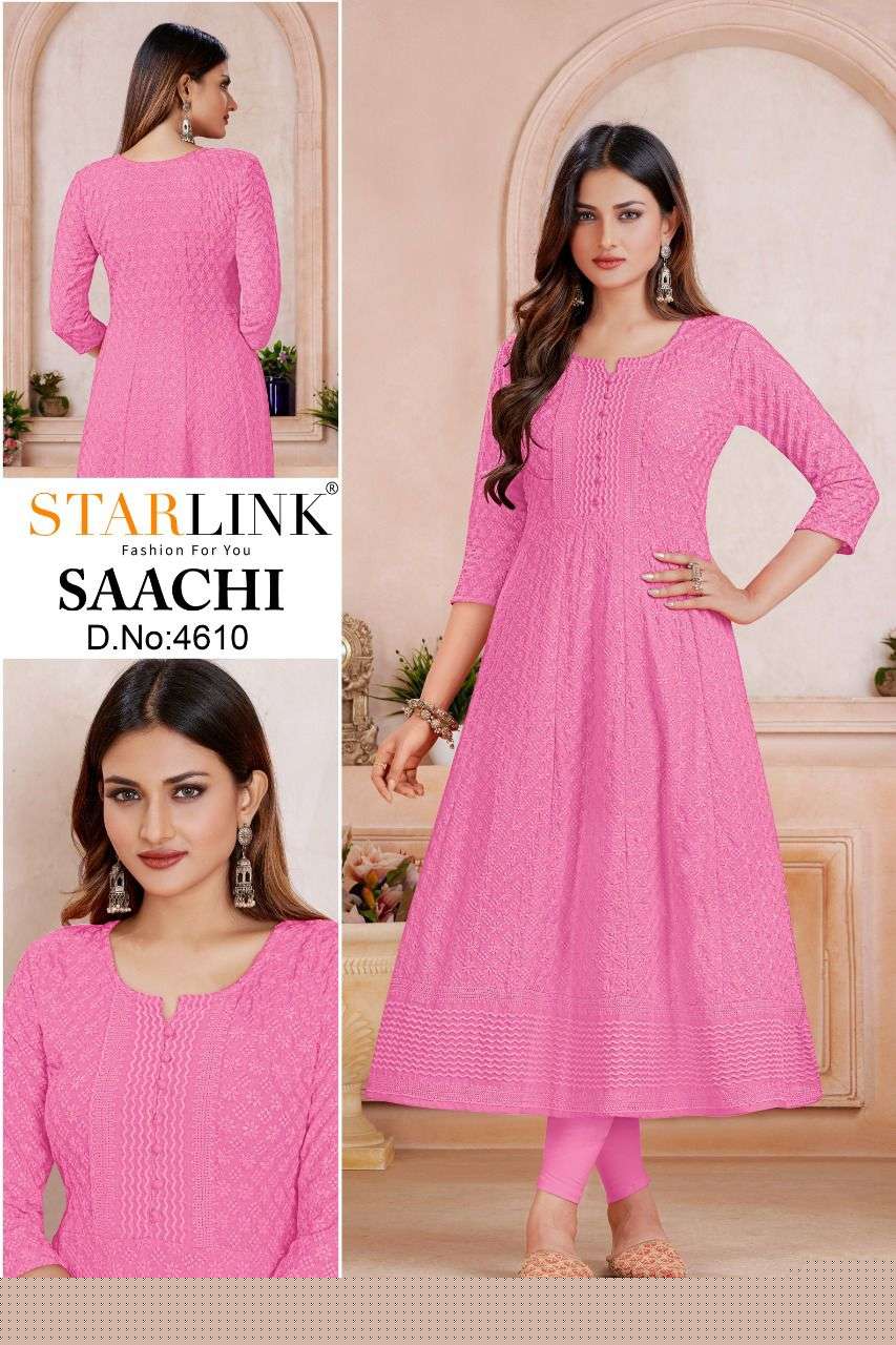 SAACHI BY STARLINK 4601 TO 4620 SERIES DESIGNER STYLISH FANCY COLORFUL BEAUTIFUL PARTY WEAR & ETHNIC WEAR COLLECTION RAYON KURTIS AT WHOLESALE PRICE