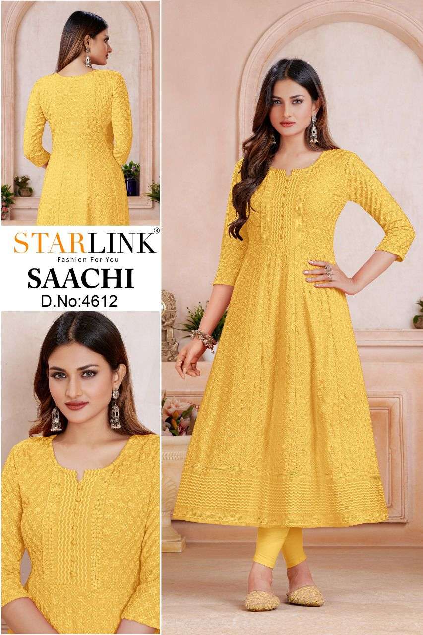 SAACHI BY STARLINK 4601 TO 4620 SERIES DESIGNER STYLISH FANCY COLORFUL BEAUTIFUL PARTY WEAR & ETHNIC WEAR COLLECTION RAYON KURTIS AT WHOLESALE PRICE