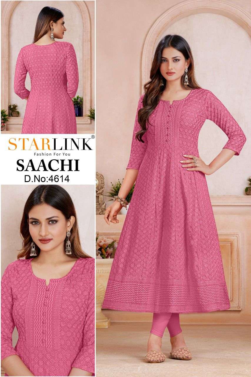 SAACHI BY STARLINK 4601 TO 4620 SERIES DESIGNER STYLISH FANCY COLORFUL BEAUTIFUL PARTY WEAR & ETHNIC WEAR COLLECTION RAYON KURTIS AT WHOLESALE PRICE