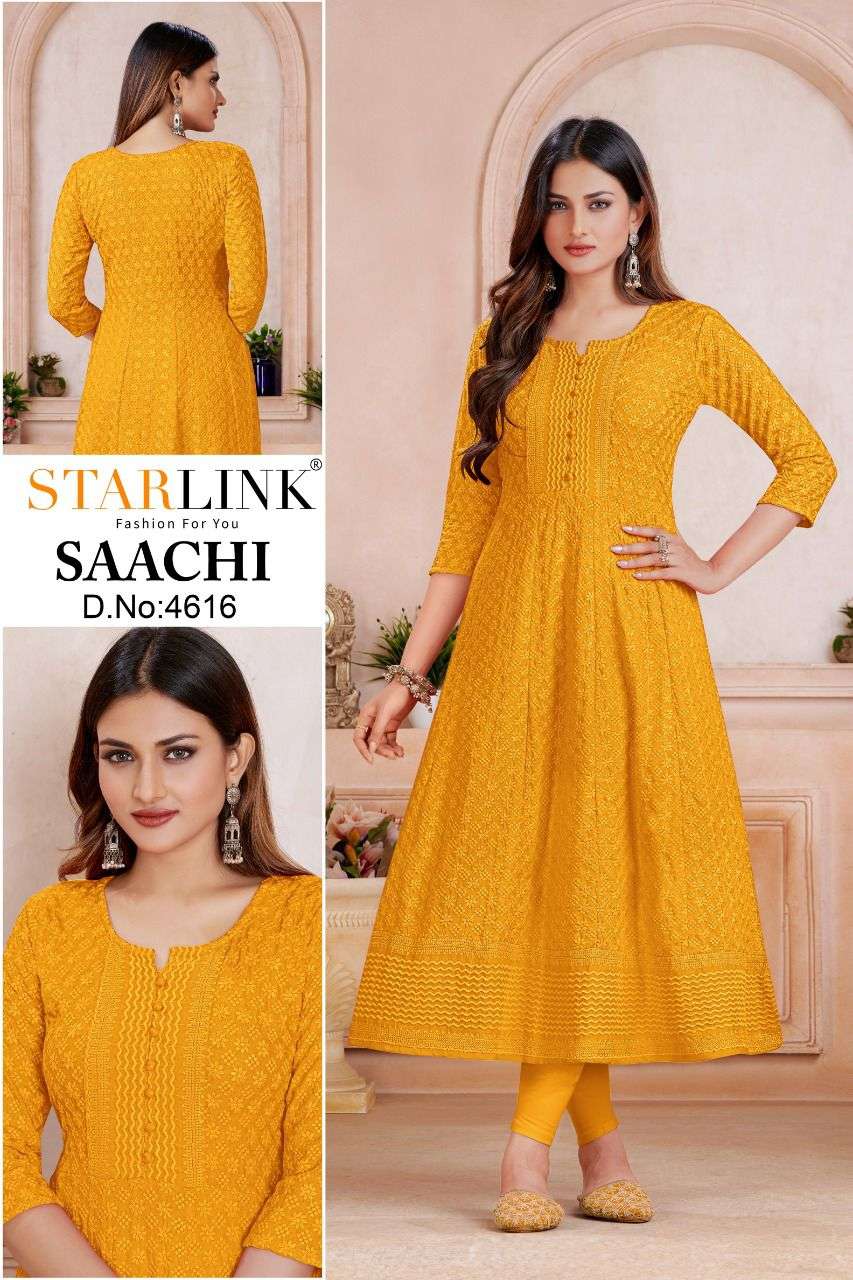 SAACHI BY STARLINK 4601 TO 4620 SERIES DESIGNER STYLISH FANCY COLORFUL BEAUTIFUL PARTY WEAR & ETHNIC WEAR COLLECTION RAYON KURTIS AT WHOLESALE PRICE