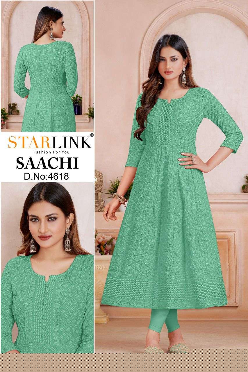 SAACHI BY STARLINK 4601 TO 4620 SERIES DESIGNER STYLISH FANCY COLORFUL BEAUTIFUL PARTY WEAR & ETHNIC WEAR COLLECTION RAYON KURTIS AT WHOLESALE PRICE