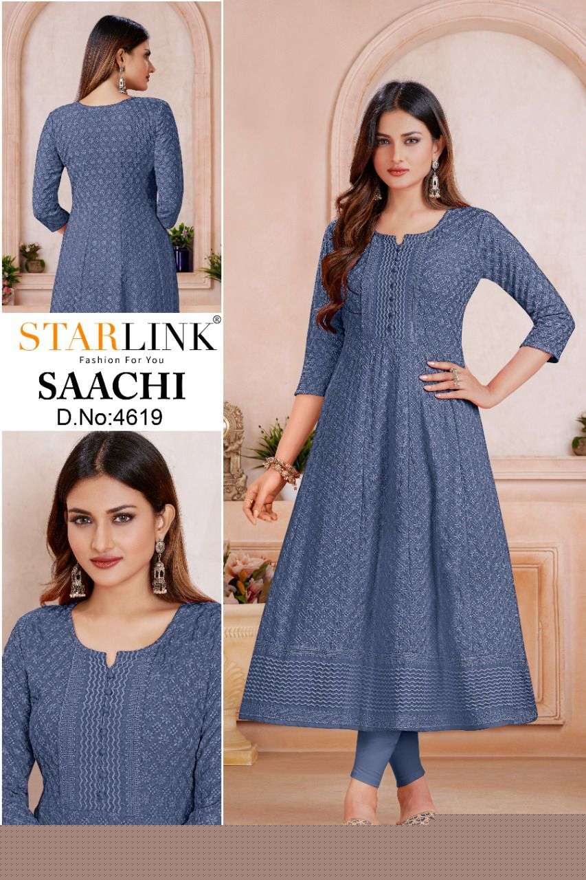 SAACHI BY STARLINK 4601 TO 4620 SERIES DESIGNER STYLISH FANCY COLORFUL BEAUTIFUL PARTY WEAR & ETHNIC WEAR COLLECTION RAYON KURTIS AT WHOLESALE PRICE