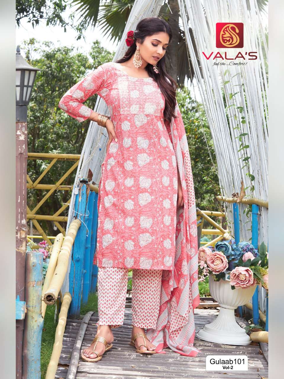 GULAAB VOL-2 BY VALAS 101 TO 108 SERIES BEAUTIFUL SUITS COLORFUL STYLISH FANCY CASUAL WEAR & ETHNIC WEAR COTTON DRESSES AT WHOLESALE PRICE