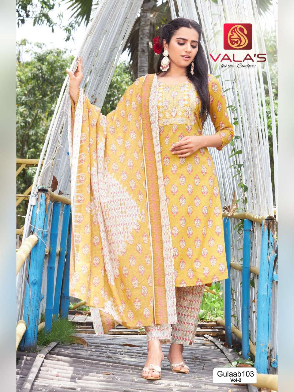 GULAAB VOL-2 BY VALAS 101 TO 108 SERIES BEAUTIFUL SUITS COLORFUL STYLISH FANCY CASUAL WEAR & ETHNIC WEAR COTTON DRESSES AT WHOLESALE PRICE