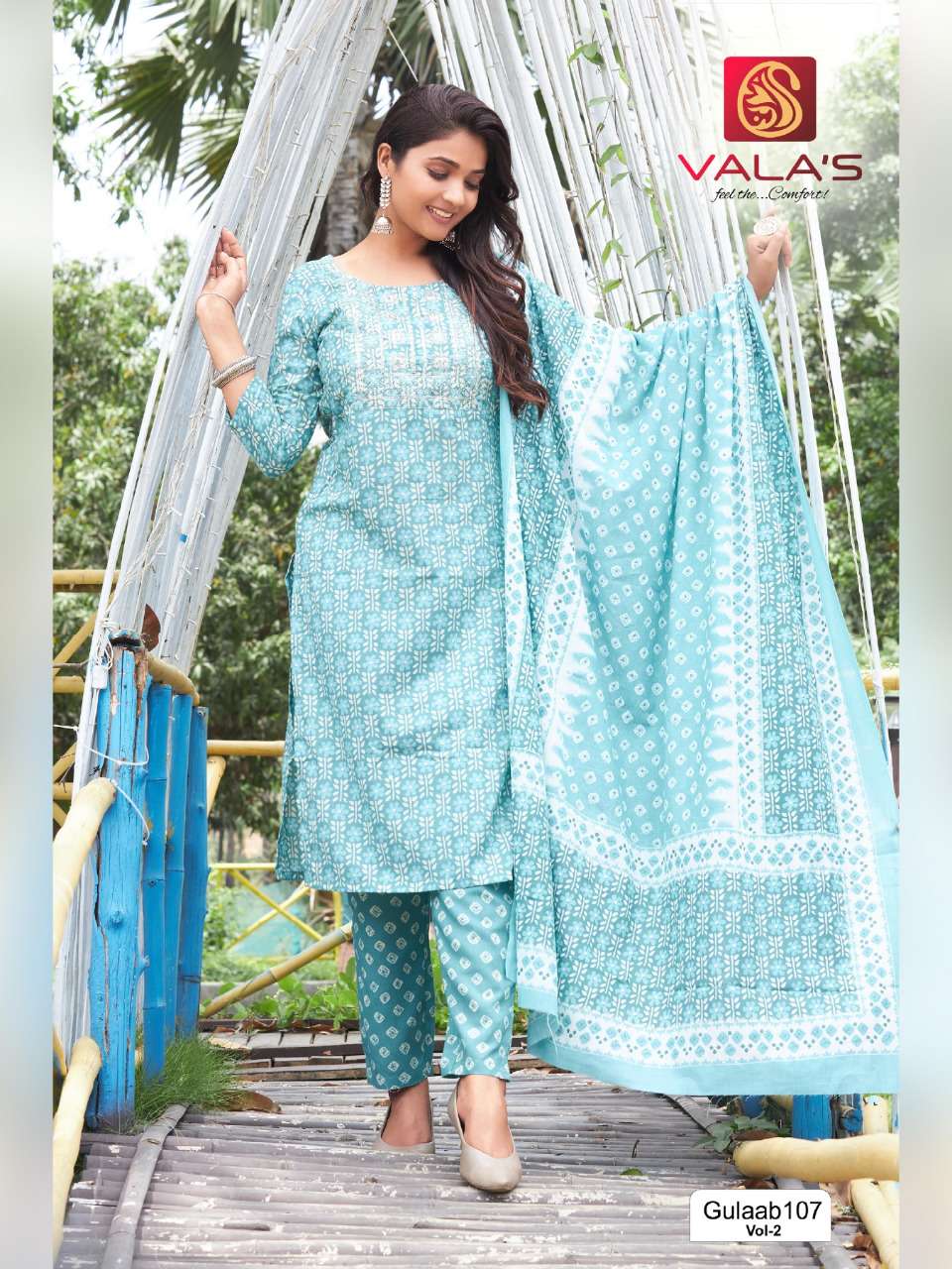 GULAAB VOL-2 BY VALAS 101 TO 108 SERIES BEAUTIFUL SUITS COLORFUL STYLISH FANCY CASUAL WEAR & ETHNIC WEAR COTTON DRESSES AT WHOLESALE PRICE