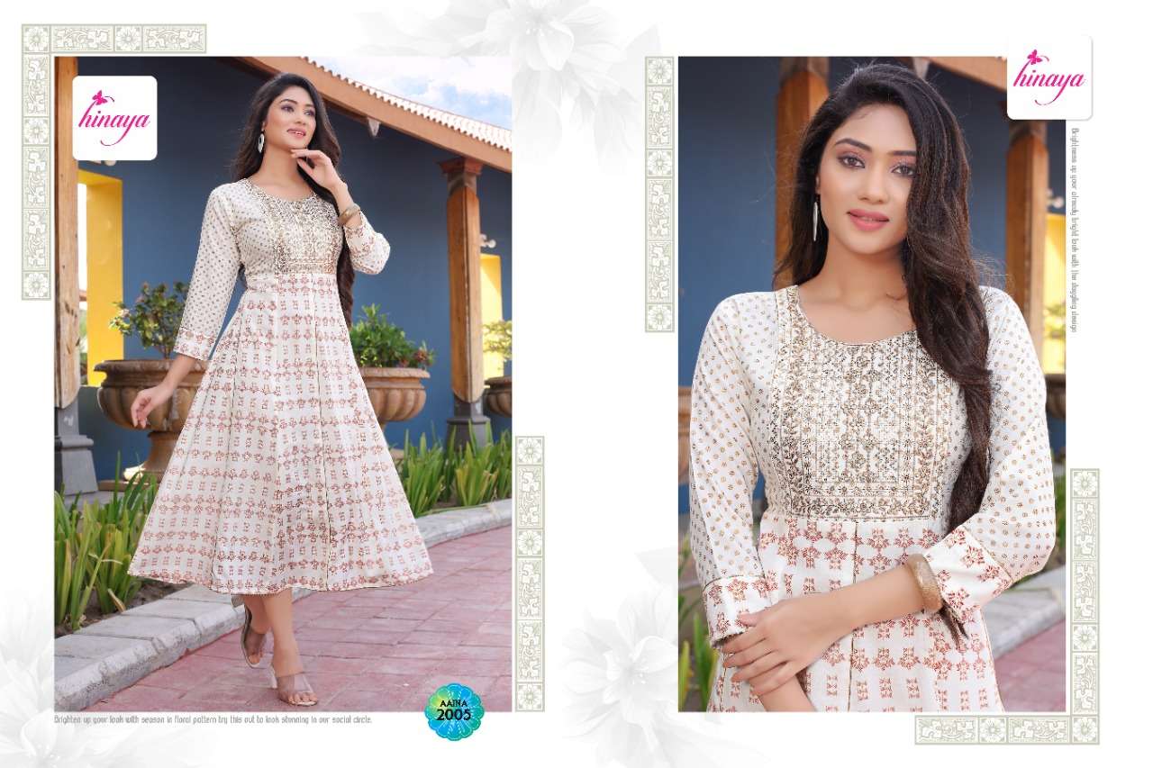 AAINA VOL-3 BY HINAYA 2001 TO 2006 SERIES DESIGNER STYLISH FANCY COLORFUL BEAUTIFUL PARTY WEAR & ETHNIC WEAR COLLECTION RAYON KURTIS AT WHOLESALE PRICE