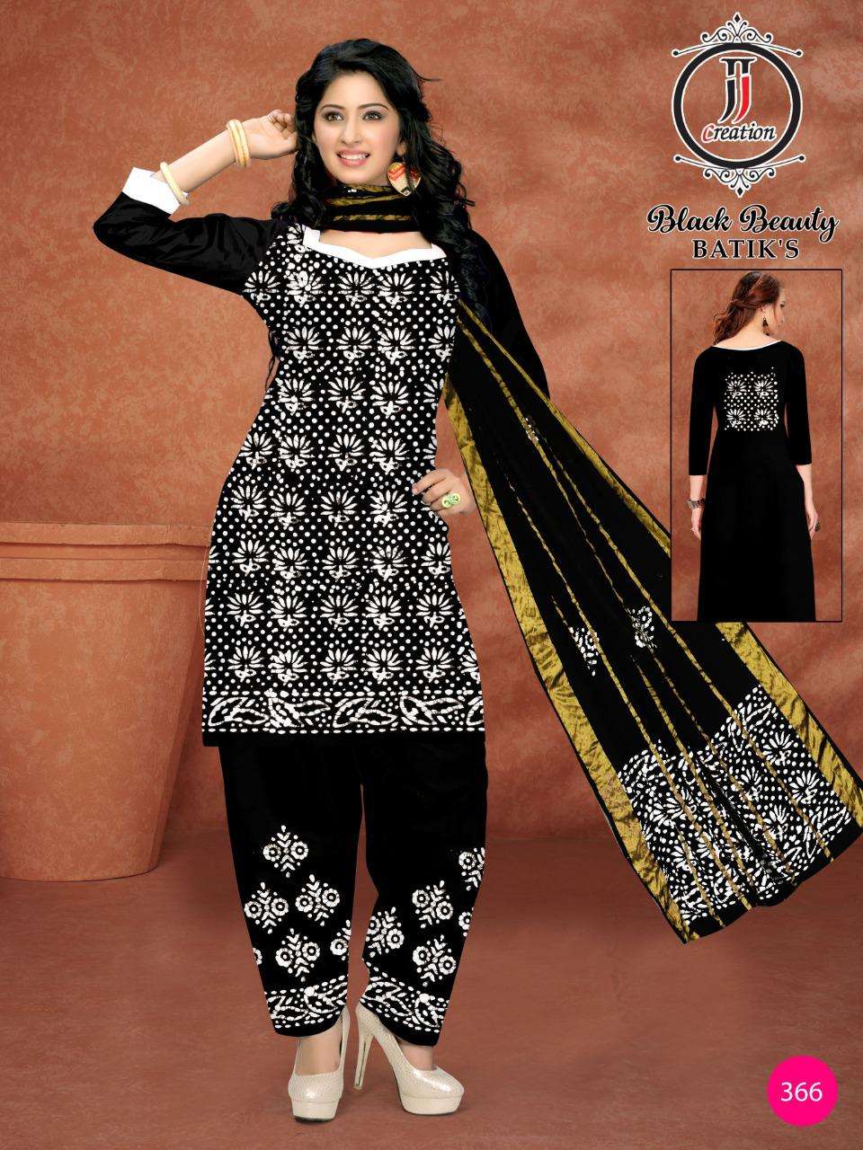 BLACK BEAUTY BATIKS BY JJ CREATION 361 TO 370 SERIES BEAUTIFUL SUITS COLORFUL STYLISH FANCY CASUAL WEAR & ETHNIC WEAR COTTON DRESSES AT WHOLESALE PRICE