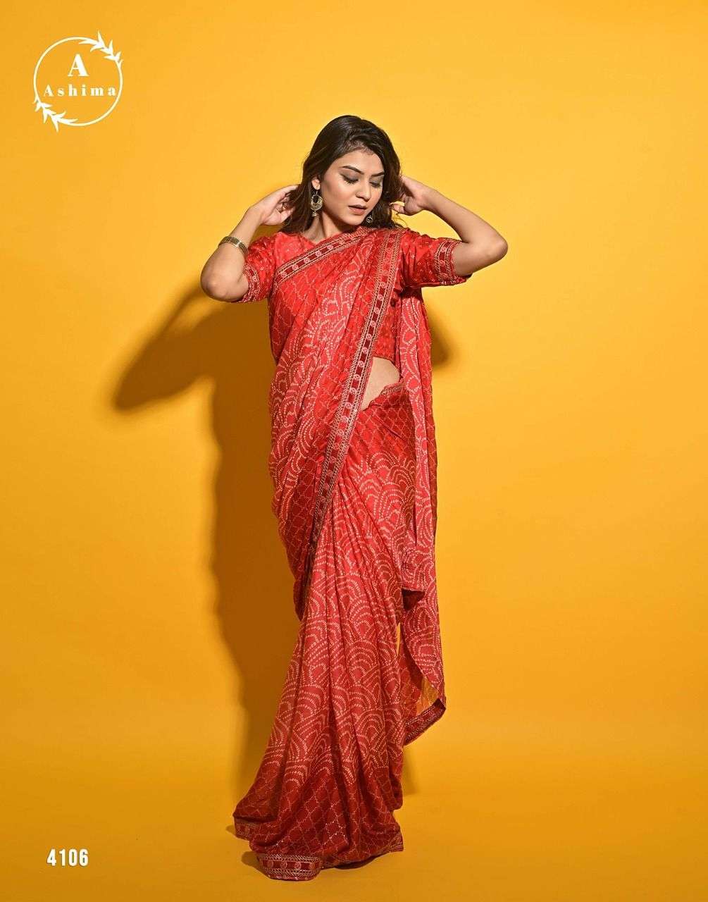 LP BY ASHIMA 4101 TO 4108 SERIES INDIAN TRADITIONAL WEAR COLLECTION BEAUTIFUL STYLISH FANCY COLORFUL PARTY WEAR & OCCASIONAL WEAR CHIFFON SAREES AT WHOLESALE PRICE