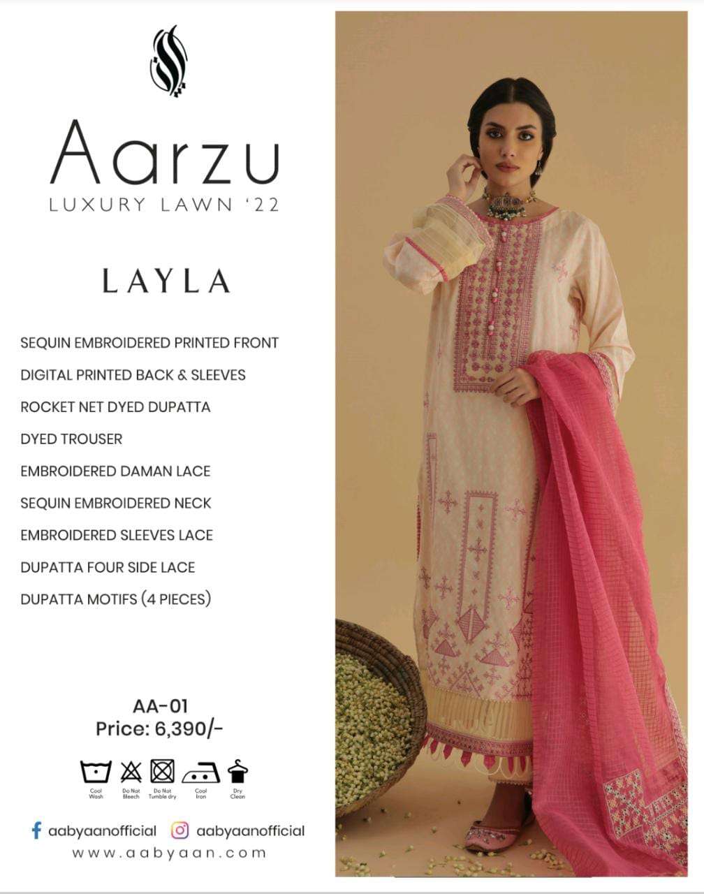 ORIGINIAL PAKISTANI AARZU LUXURY LAWN-22 BY AABHIYAN BEAUTIFUL PAKISTANI SUITS COLORFUL STYLISH FANCY CASUAL WEAR & ETHNIC WEAR DIGITAL PRINT/EMBROIDERED DRESSES AT WHOLESALE PRICE