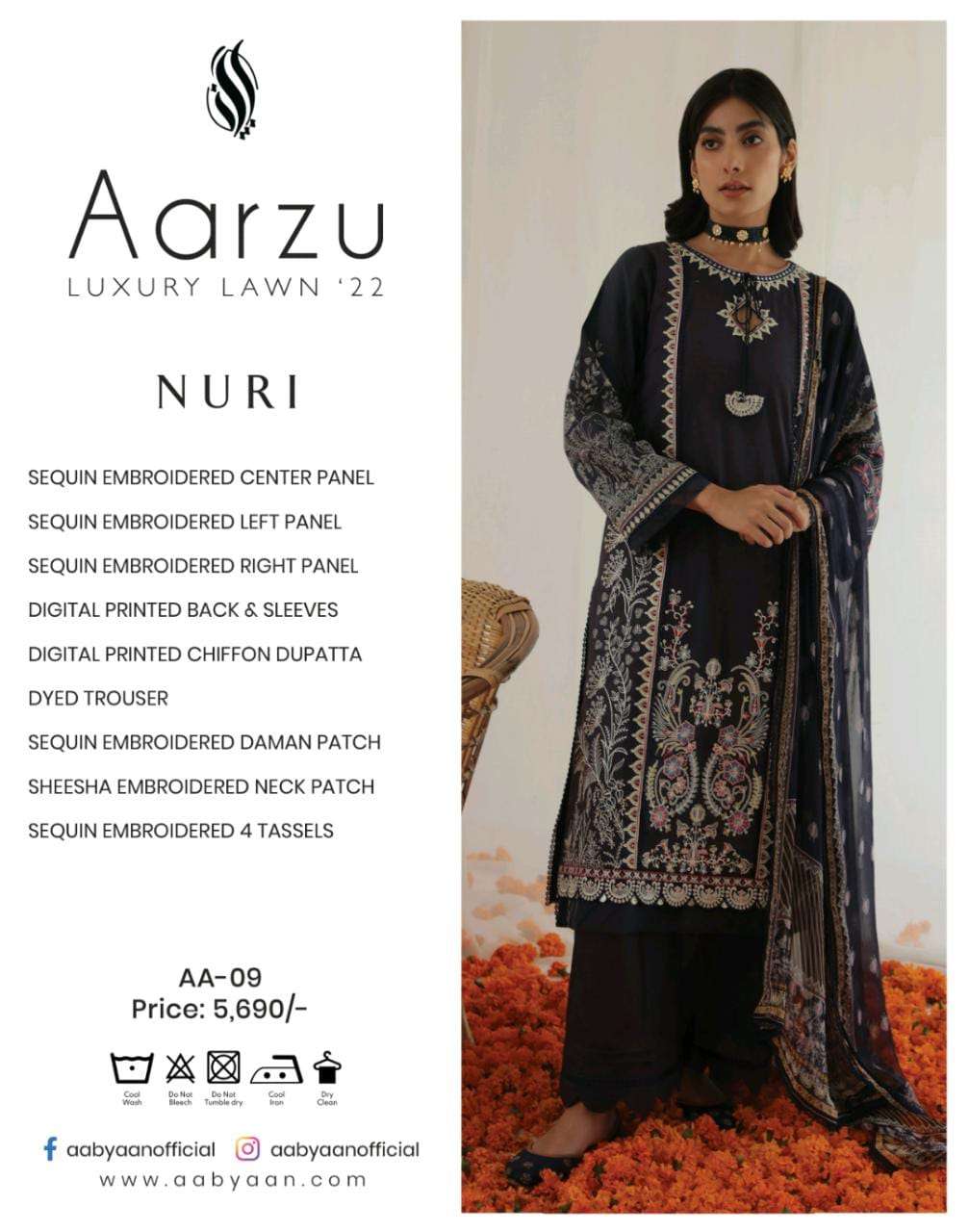 ORIGINIAL PAKISTANI AARZU LUXURY LAWN-22 BY AABHIYAN BEAUTIFUL PAKISTANI SUITS COLORFUL STYLISH FANCY CASUAL WEAR & ETHNIC WEAR DIGITAL PRINT/EMBROIDERED DRESSES AT WHOLESALE PRICE