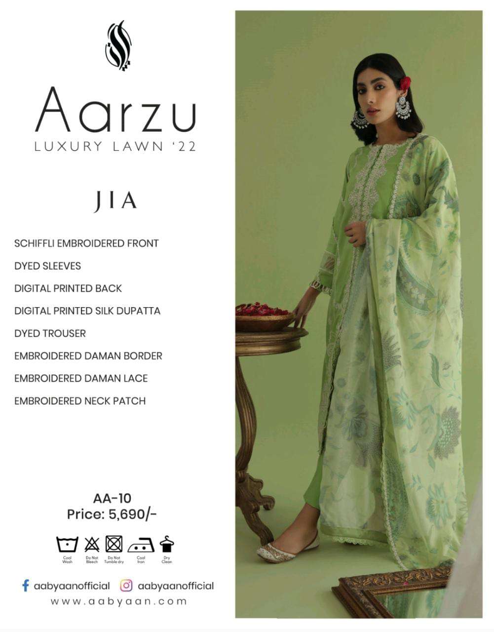 ORIGINIAL PAKISTANI AARZU LUXURY LAWN-22 BY AABHIYAN BEAUTIFUL PAKISTANI SUITS COLORFUL STYLISH FANCY CASUAL WEAR & ETHNIC WEAR DIGITAL PRINT/EMBROIDERED DRESSES AT WHOLESALE PRICE