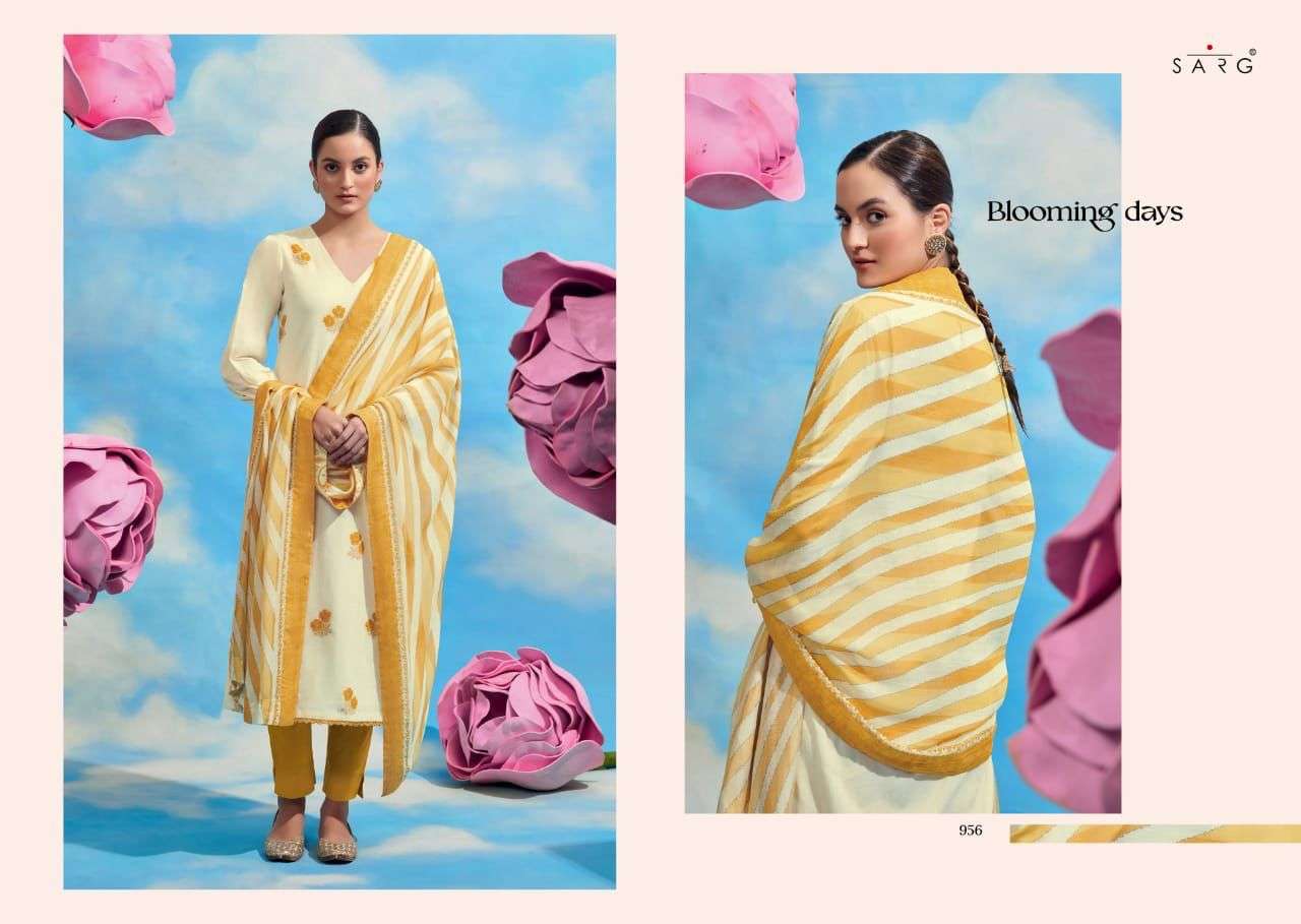 BLOOMING DAYS BY SARG BEAUTIFUL SUITS COLORFUL STYLISH FANCY CASUAL WEAR & ETHNIC WEAR JACQUARD DRESSES AT WHOLESALE PRICE