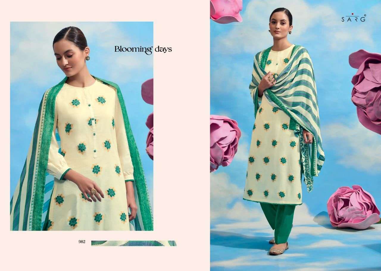 BLOOMING DAYS BY SARG BEAUTIFUL SUITS COLORFUL STYLISH FANCY CASUAL WEAR & ETHNIC WEAR JACQUARD DRESSES AT WHOLESALE PRICE
