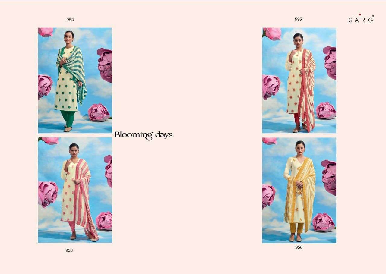 BLOOMING DAYS BY SARG BEAUTIFUL SUITS COLORFUL STYLISH FANCY CASUAL WEAR & ETHNIC WEAR JACQUARD DRESSES AT WHOLESALE PRICE