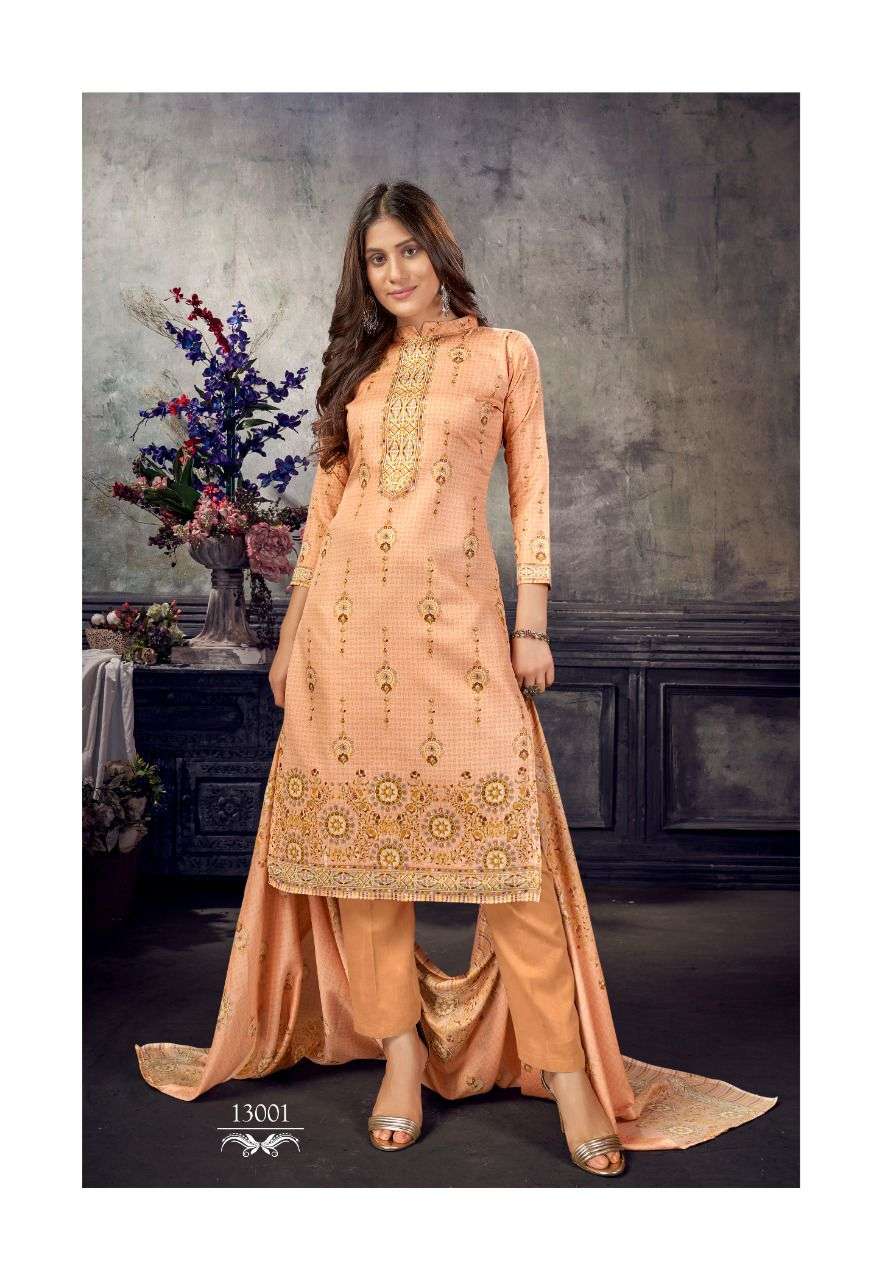 PAKIZAA VOL-13 BY SHIV GORI SILK MILLS 13001 TO 13012 SERIES BEAUTIFUL STYLISH SHARARA SUITS FANCY COLORFUL CASUAL WEAR & ETHNIC WEAR & READY TO WEAR HEAVY COTTON PRINTED DRESSES AT WHOLESALE PRICE