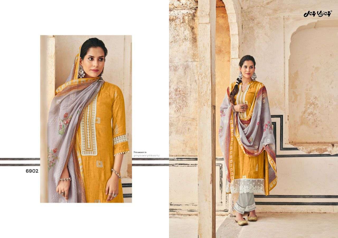 NEW AND NOW VOL-4 BY JAY VIJAY PRINTS 6901 TO 6910 SERIES BEAUTIFUL SUITS COLORFUL STYLISH FANCY CASUAL WEAR & ETHNIC WEAR PURE SILK PRINT DRESSES AT WHOLESALE PRICE