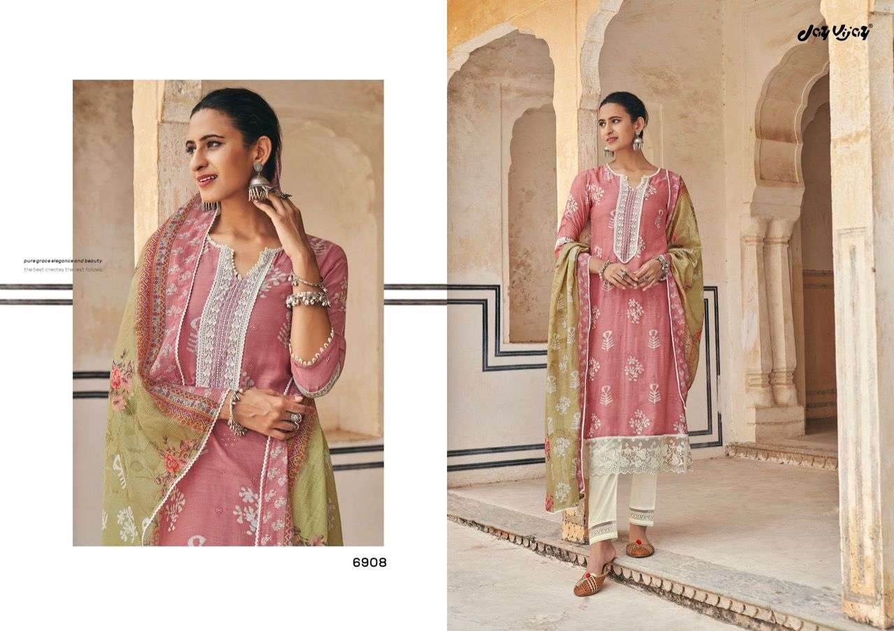 NEW AND NOW VOL-4 BY JAY VIJAY PRINTS 6901 TO 6910 SERIES BEAUTIFUL SUITS COLORFUL STYLISH FANCY CASUAL WEAR & ETHNIC WEAR PURE SILK PRINT DRESSES AT WHOLESALE PRICE