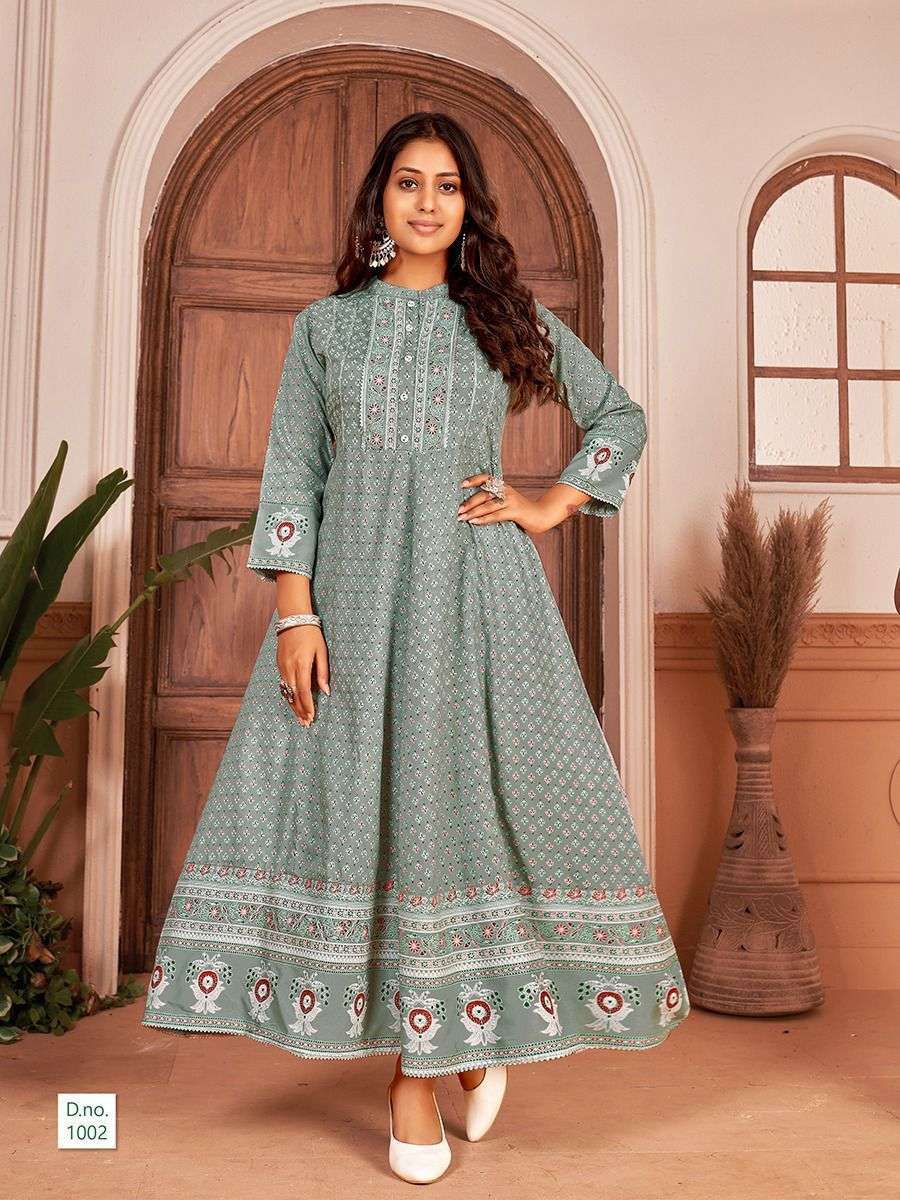 NAYANTHARA VOL-1 BY BANWERY FASHION 1001 TO 1004 SERIES BEAUTIFUL STYLISH FANCY COLORFUL CASUAL WEAR & ETHNIC WEAR RAYON PRINT GOWNS AT WHOLESALE PRICE