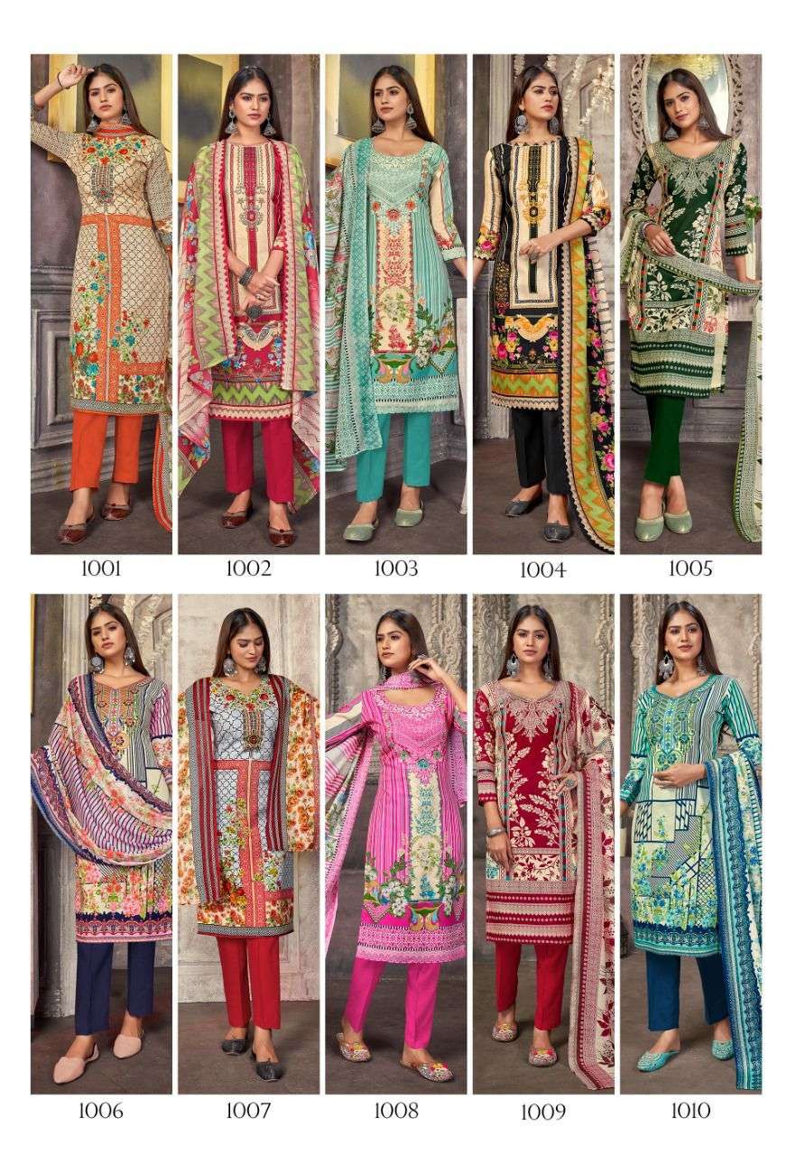 SHABNAM BY SHIV GORI SILK MILLS 1001 TO 1010 SERIES BEAUTIFUL SUITS COLORFUL STYLISH FANCY CASUAL WEAR & ETHNIC WEAR INDO COTTON PRINT DRESSES AT WHOLESALE PRICE
