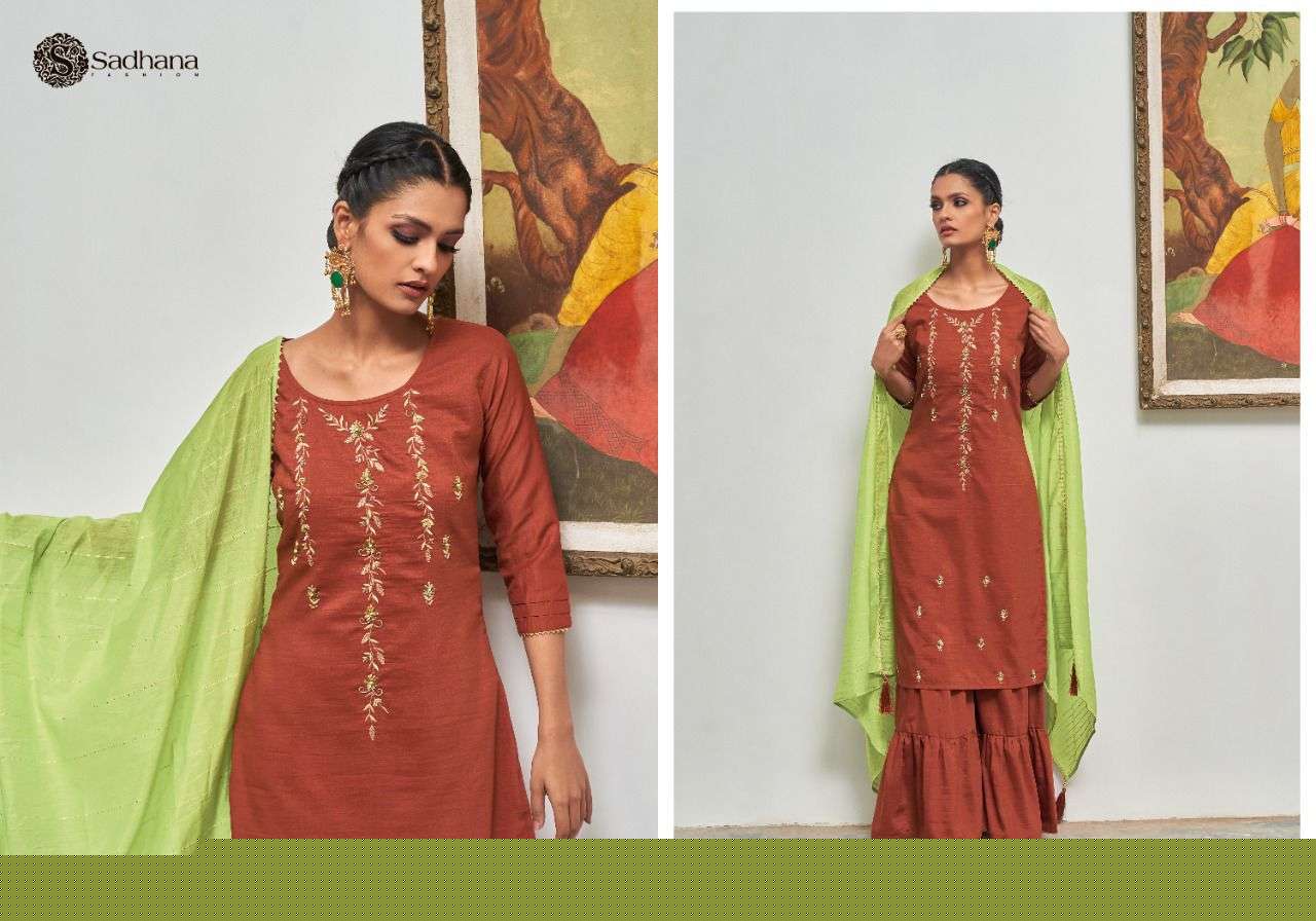 VICTORIA BY SADHANA FASHION 1032 TO 1037 SERIES BEAUTIFUL SHARARA SUITS COLORFUL STYLISH FANCY CASUAL WEAR & ETHNIC WEAR CHINNON SILK DRESSES AT WHOLESALE PRICE