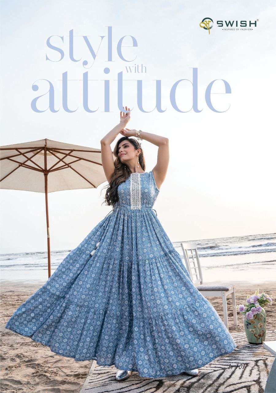 BE RICH BY SWISH 101 TO 106 SERIES BEAUTIFUL STYLISH FANCY COLORFUL CASUAL WEAR & ETHNIC WEAR PURE COTTON GOWNS AT WHOLESALE PRICE