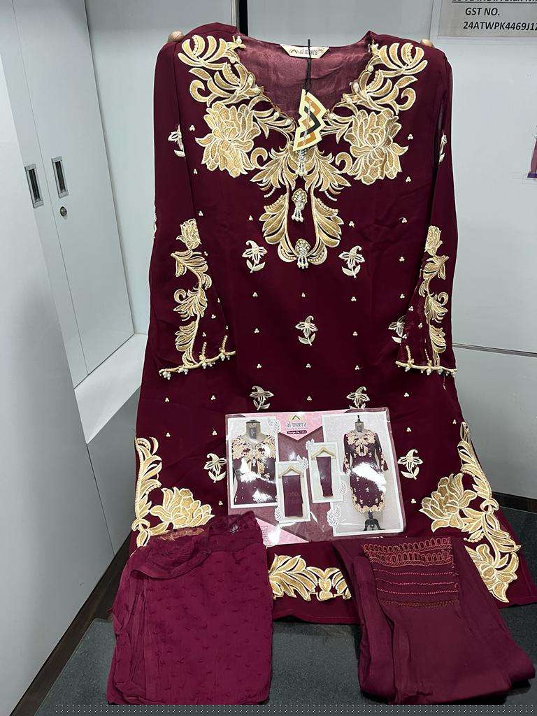AL-MEERA HIT DESIGN 1114 COLOURS BY AL-MEERA 1114-A TO 1114-F SERIES BEAUTIFUL PAKISTANI SUITS COLORFUL STYLISH FANCY CASUAL WEAR & ETHNIC WEAR FAUX GEORGETTE DRESSES AT WHOLESALE PRICE