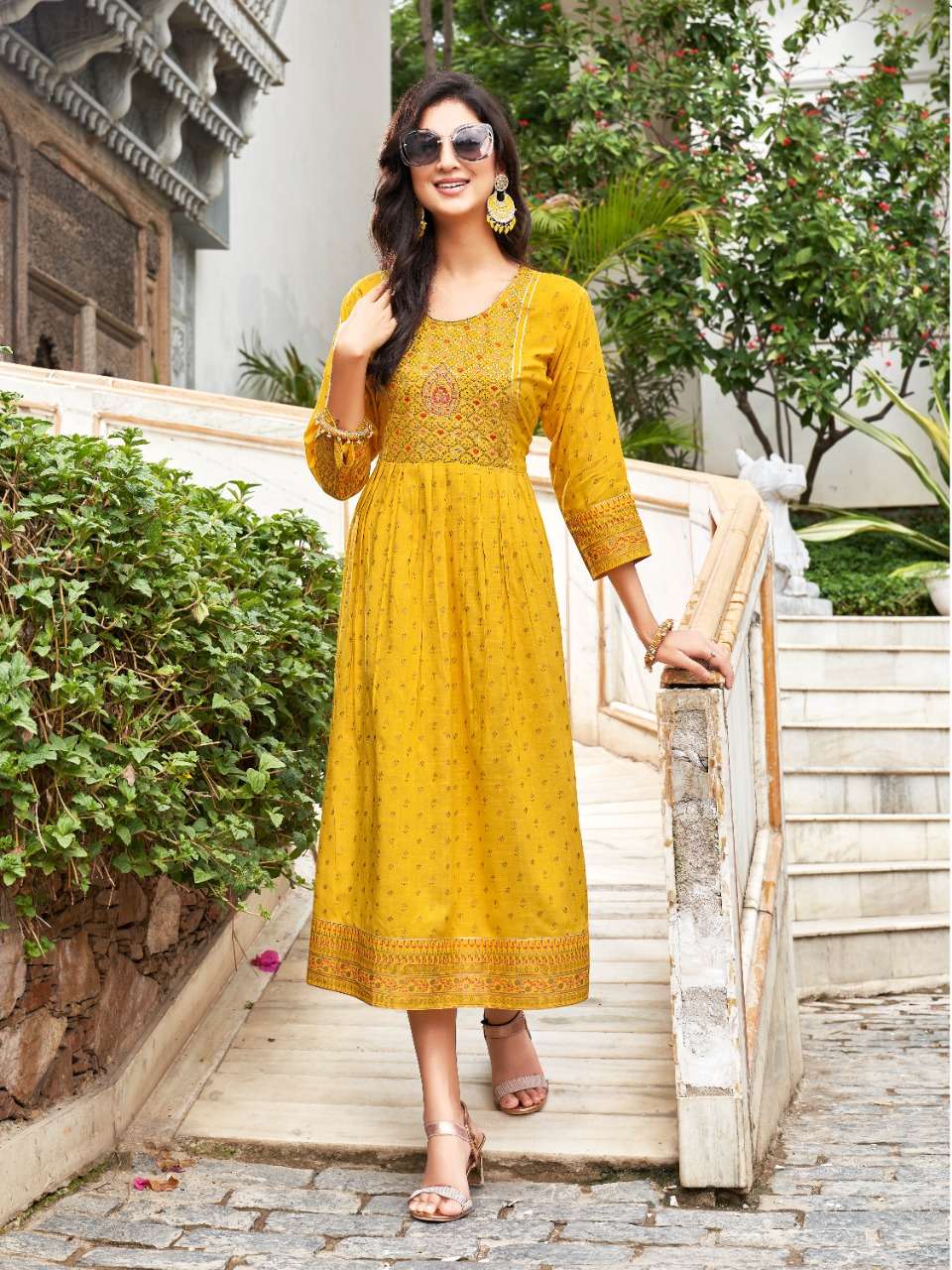 SAANJH VOL-2 BY HERITAGE 001 TO 006 SERIES DESIGNER STYLISH FANCY COLORFUL BEAUTIFUL PARTY WEAR & ETHNIC WEAR COLLECTION PURE RAYON KURTIS AT WHOLESALE PRICE
