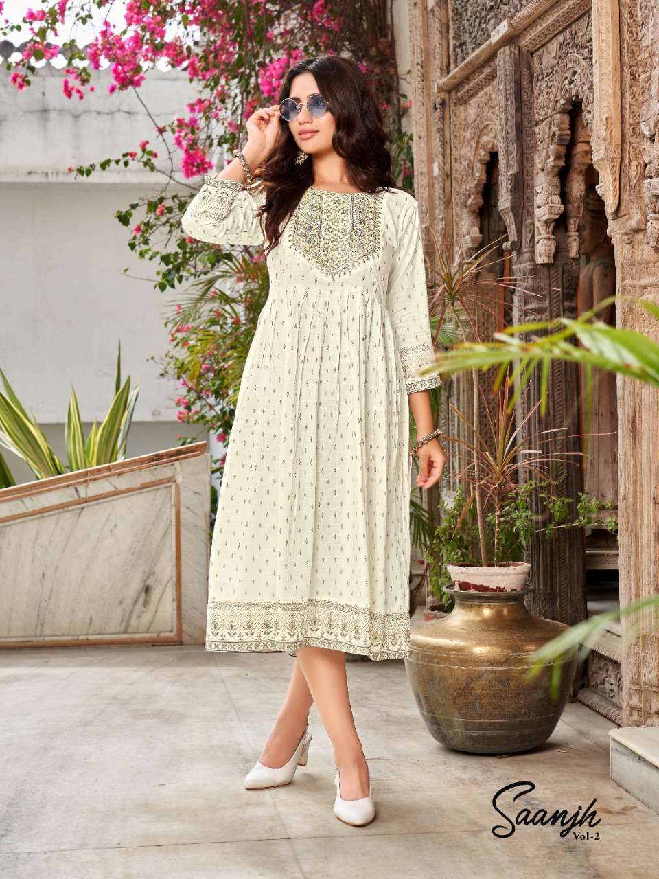 SAANJH VOL-2 BY HERITAGE 001 TO 006 SERIES DESIGNER STYLISH FANCY COLORFUL BEAUTIFUL PARTY WEAR & ETHNIC WEAR COLLECTION PURE RAYON KURTIS AT WHOLESALE PRICE