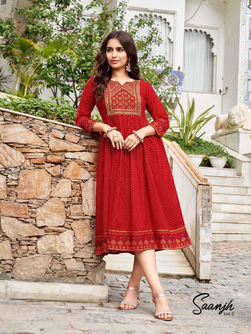 SAANJH VOL-2 BY HERITAGE 001 TO 006 SERIES DESIGNER STYLISH FANCY COLORFUL BEAUTIFUL PARTY WEAR & ETHNIC WEAR COLLECTION PURE RAYON KURTIS AT WHOLESALE PRICE