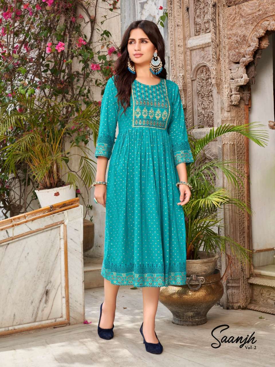 SAANJH VOL-2 BY HERITAGE 001 TO 006 SERIES DESIGNER STYLISH FANCY COLORFUL BEAUTIFUL PARTY WEAR & ETHNIC WEAR COLLECTION PURE RAYON KURTIS AT WHOLESALE PRICE