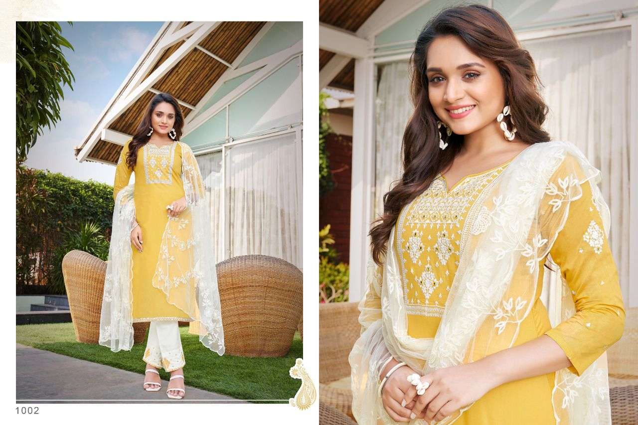 KASINO VOL-3 BY HARIYAALI 1001 TO 1008 SERIES BEAUTIFUL SUITS COLORFUL STYLISH FANCY CASUAL WEAR & ETHNIC WEAR VISCOSE SILK WITH WORK DRESSES AT WHOLESALE PRICE