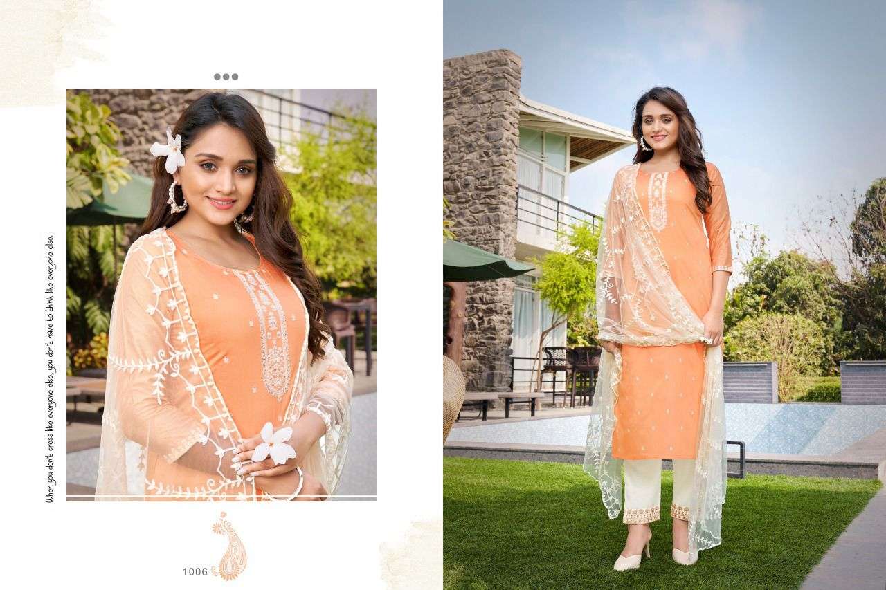 KASINO VOL-3 BY HARIYAALI 1001 TO 1008 SERIES BEAUTIFUL SUITS COLORFUL STYLISH FANCY CASUAL WEAR & ETHNIC WEAR VISCOSE SILK WITH WORK DRESSES AT WHOLESALE PRICE