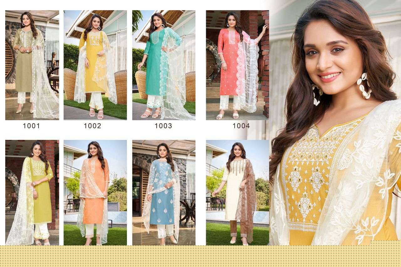 KASINO VOL-3 BY HARIYAALI 1001 TO 1008 SERIES BEAUTIFUL SUITS COLORFUL STYLISH FANCY CASUAL WEAR & ETHNIC WEAR VISCOSE SILK WITH WORK DRESSES AT WHOLESALE PRICE