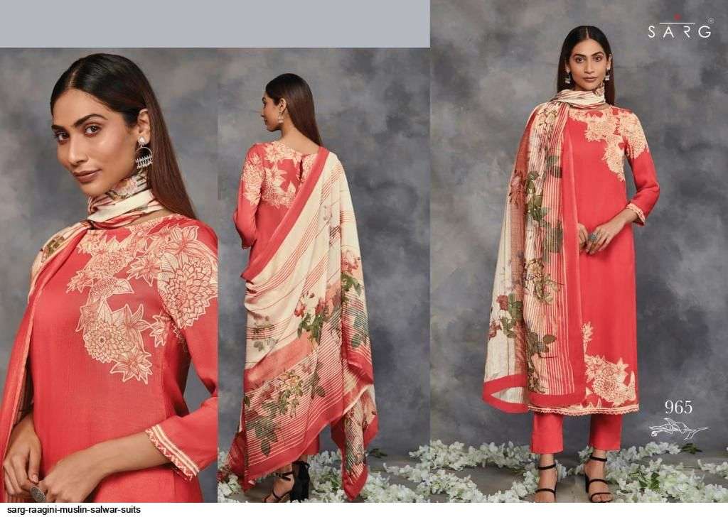 RAAGINI BY SARG BEAUTIFUL SUITS COLORFUL STYLISH FANCY CASUAL WEAR & ETHNIC WEAR MUSLIN SILK PRINT DRESSES AT WHOLESALE PRICE