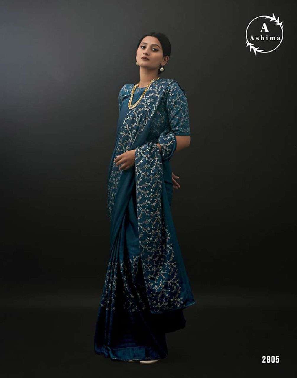 DARK CHINON BY ASHIMA 2801 TO 2808 SERIES INDIAN TRADITIONAL WEAR COLLECTION BEAUTIFUL STYLISH FANCY COLORFUL PARTY WEAR & OCCASIONAL WEAR CHINNON SAREES AT WHOLESALE PRICE