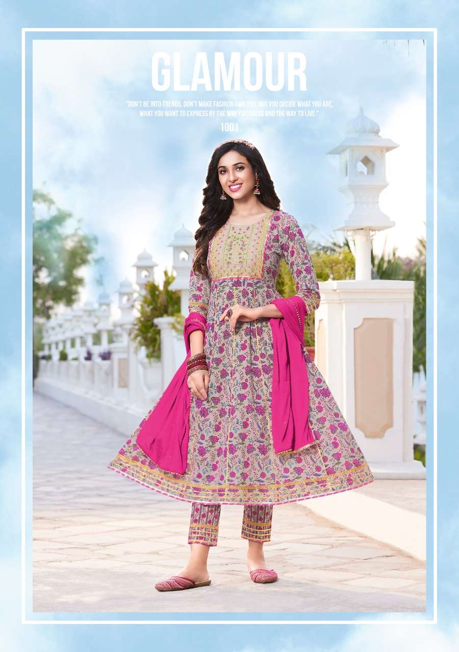 GLAMLOOK BY KAJAL STYLE 1001 TO 1008 SERIES BEAUTIFUL SUITS COLORFUL STYLISH FANCY CASUAL WEAR & ETHNIC WEAR COTTON PRINT DRESSES AT WHOLESALE PRICE