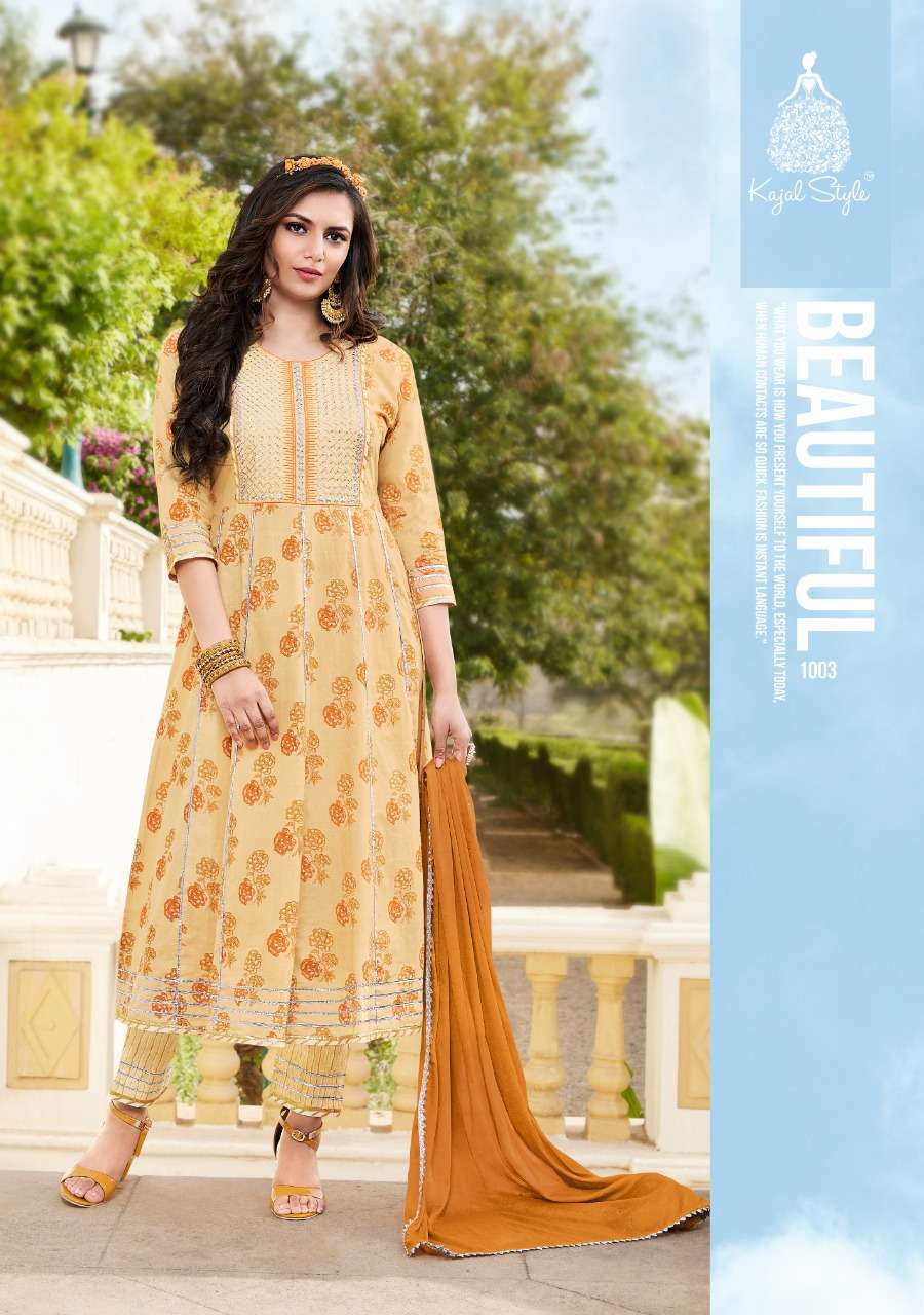 GLAMLOOK BY KAJAL STYLE 1001 TO 1008 SERIES BEAUTIFUL SUITS COLORFUL STYLISH FANCY CASUAL WEAR & ETHNIC WEAR COTTON PRINT DRESSES AT WHOLESALE PRICE