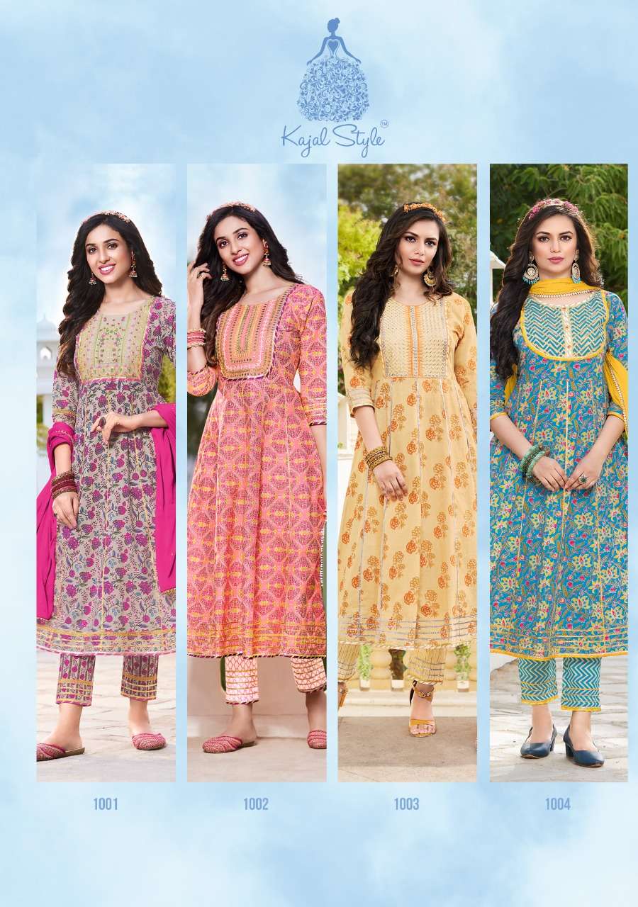 GLAMLOOK BY KAJAL STYLE 1001 TO 1008 SERIES BEAUTIFUL SUITS COLORFUL STYLISH FANCY CASUAL WEAR & ETHNIC WEAR COTTON PRINT DRESSES AT WHOLESALE PRICE