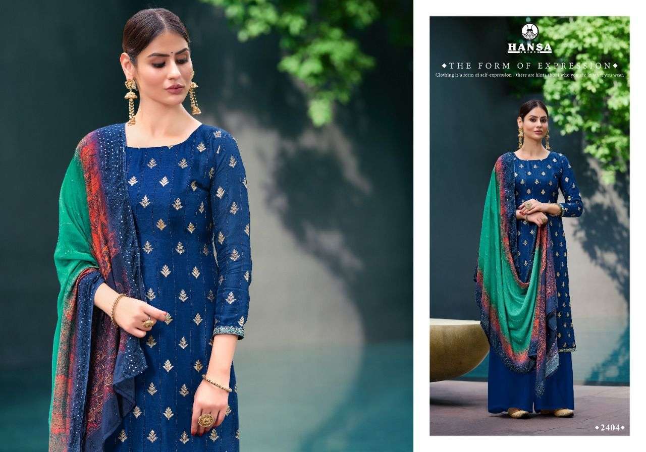 ANAAYA BY HANSA PRINTS 2401 TO 2406 SERIES BEAUTIFUL SUITS COLORFUL STYLISH FANCY CASUAL WEAR & ETHNIC WEAR DOLA JACQUARD DRESSES AT WHOLESALE PRICE