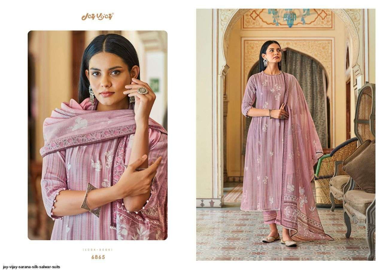 SARANA BY JAY VIJAY PRINTS 6861 TO 6866 SERIES BEAUTIFUL SUITS COLORFUL STYLISH FANCY CASUAL WEAR & ETHNIC WEAR PURE SILK DIGITAL PRINT DRESSES AT WHOLESALE PRICE