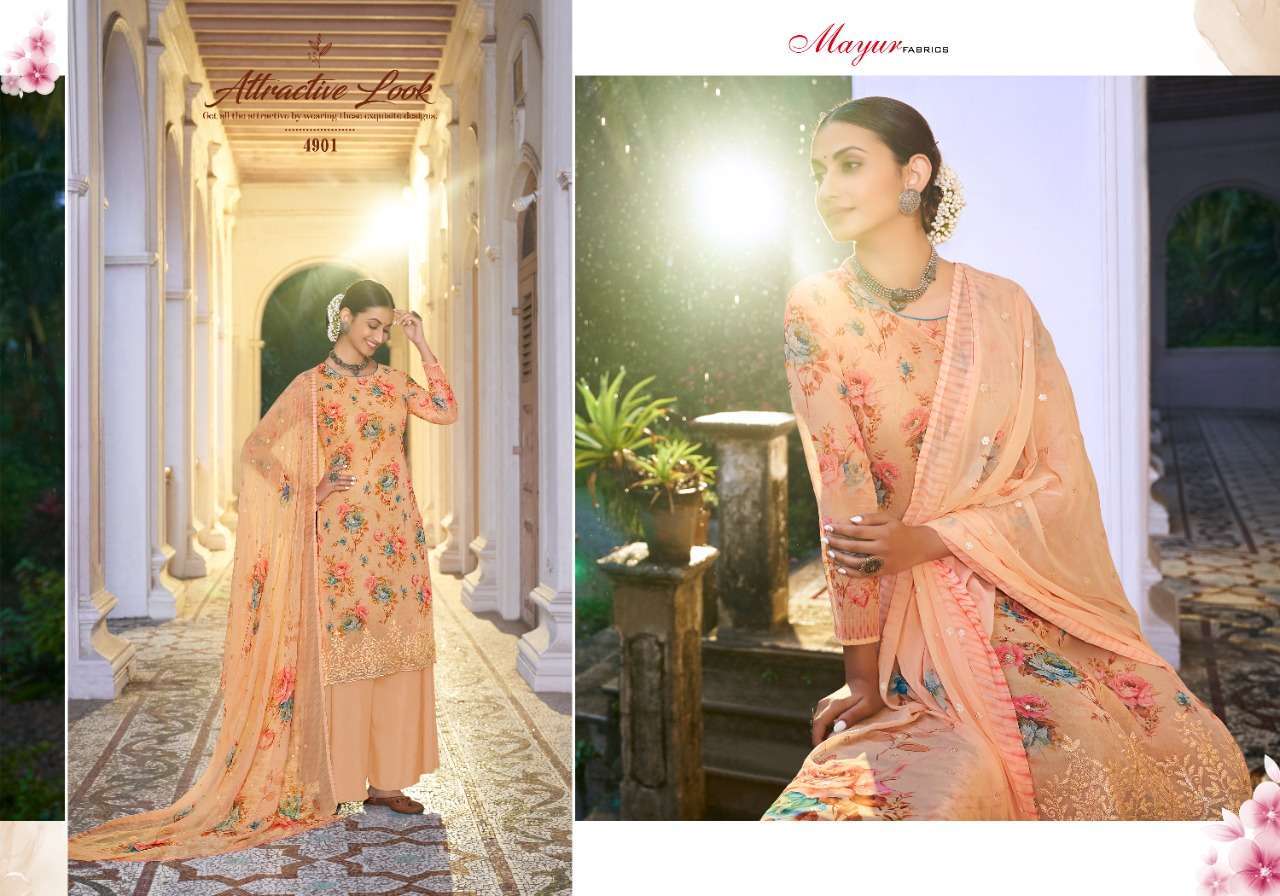 VANDANA BY MAYUR FABRICS 4901 TO 4906 SERIES BEAUTIFUL SUITS COLORFUL STYLISH FANCY CASUAL WEAR & ETHNIC WEAR PURE COTTON PRINT DRESSES AT WHOLESALE PRICE