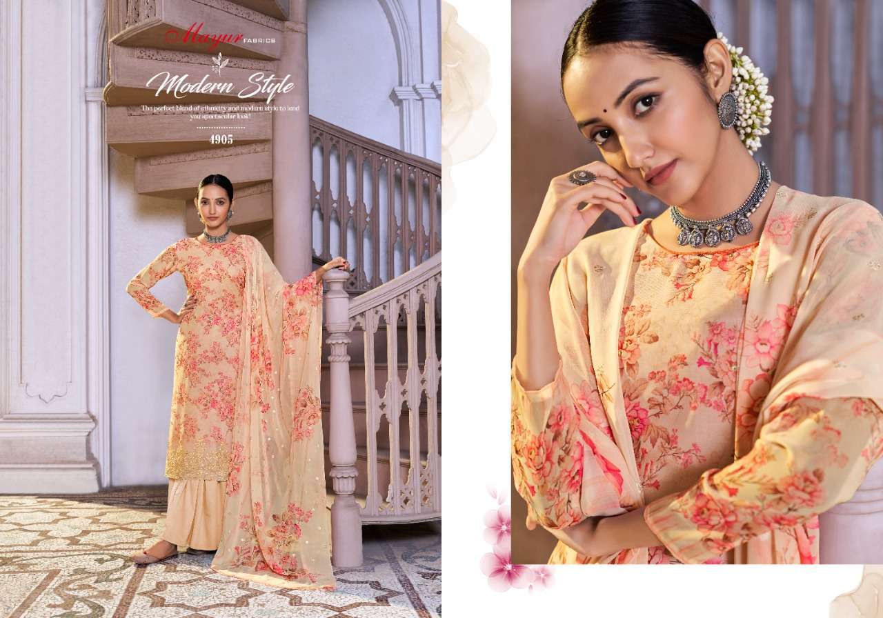 VANDANA BY MAYUR FABRICS 4901 TO 4906 SERIES BEAUTIFUL SUITS COLORFUL STYLISH FANCY CASUAL WEAR & ETHNIC WEAR PURE COTTON PRINT DRESSES AT WHOLESALE PRICE