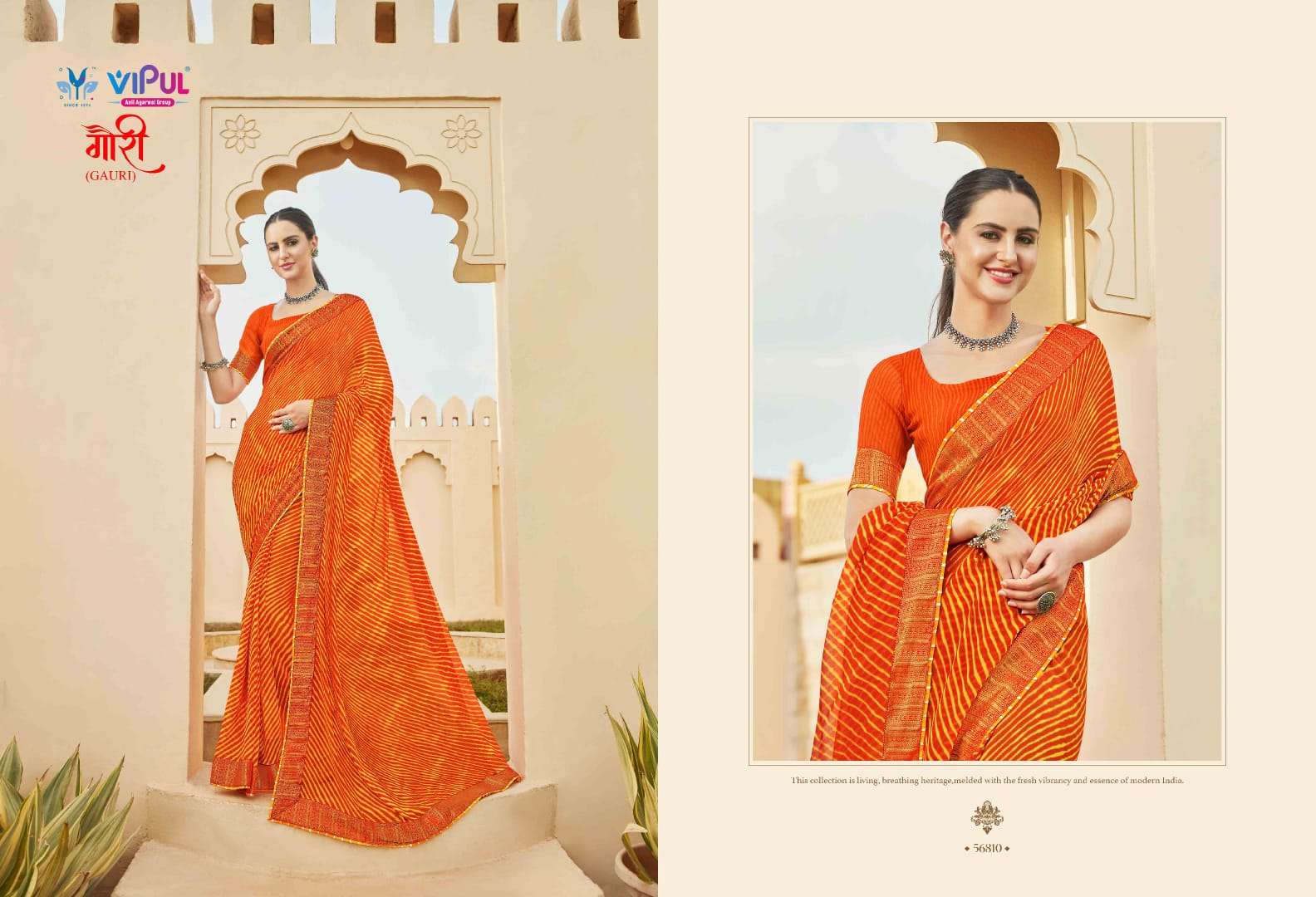 GAURI BY VIPUL FASHION 56008 TO 56024 SERIES INDIAN TRADITIONAL WEAR COLLECTION BEAUTIFUL STYLISH FANCY COLORFUL PARTY WEAR & OCCASIONAL WEAR FANCY SAREES AT WHOLESALE PRICE