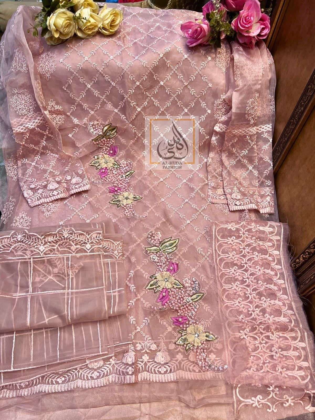 AL-HUDA HITS BY AL-HUDA FASHION 01 TO 02 SERIES BEAUTIFUL PAKISTANI SUITS COLORFUL STYLISH FANCY CASUAL WEAR & ETHNIC WEAR ORGANZA EMBROIDERED DRESSES AT WHOLESALE PRICE