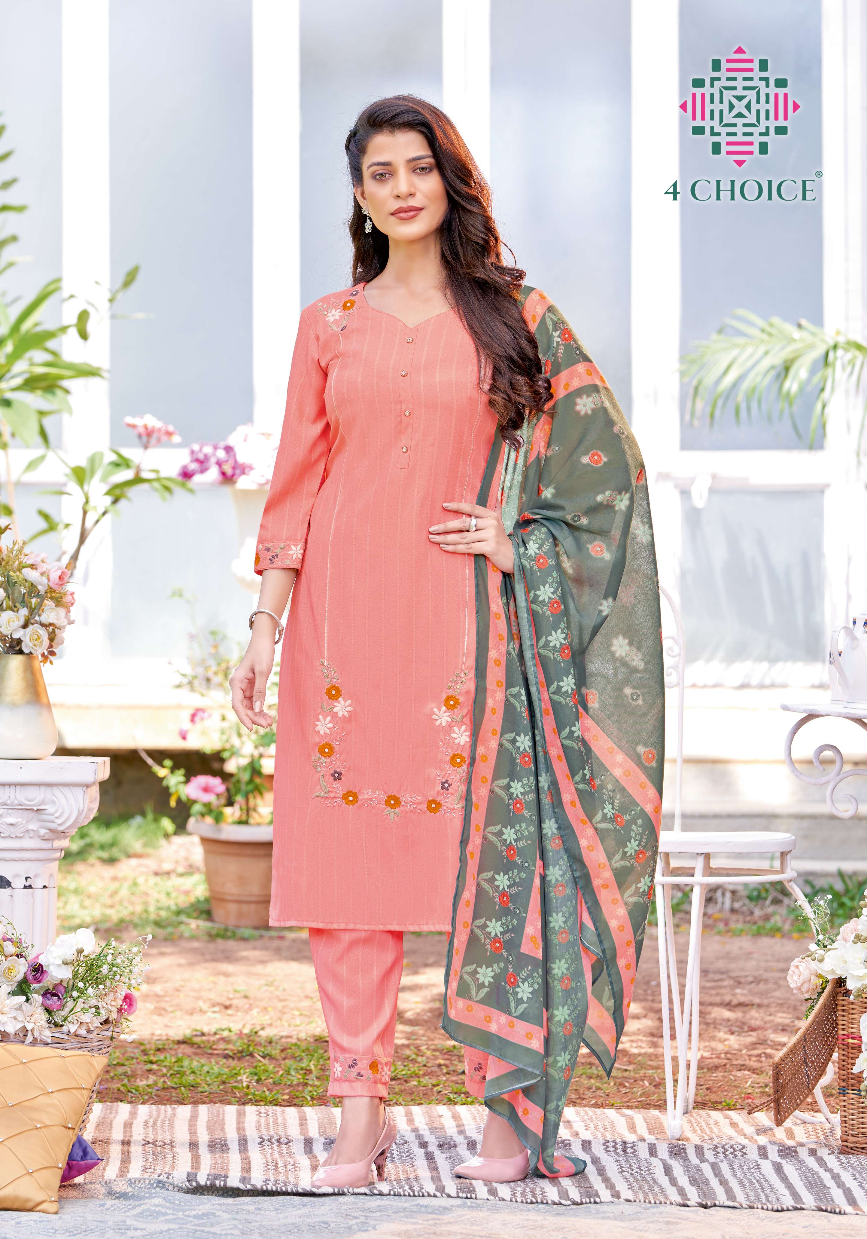 RETRO BY 4 CHOICE 1001 TO 1008 SERIES BEAUTIFUL SUITS COLORFUL STYLISH FANCY CASUAL WEAR & ETHNIC WEAR VISCOSE WITH WORK DRESSES AT WHOLESALE PRICE