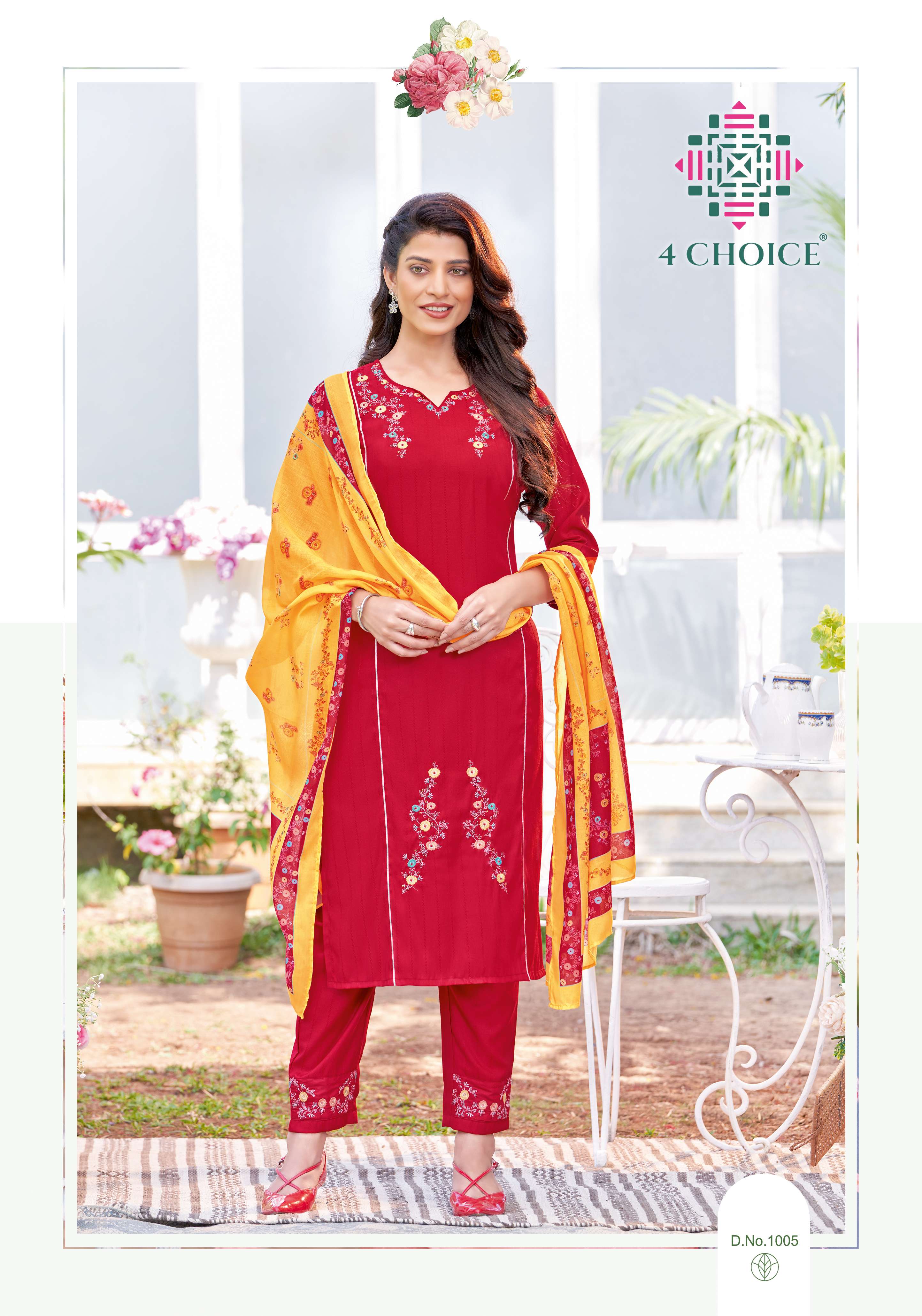 RETRO BY 4 CHOICE 1001 TO 1008 SERIES BEAUTIFUL SUITS COLORFUL STYLISH FANCY CASUAL WEAR & ETHNIC WEAR VISCOSE WITH WORK DRESSES AT WHOLESALE PRICE
