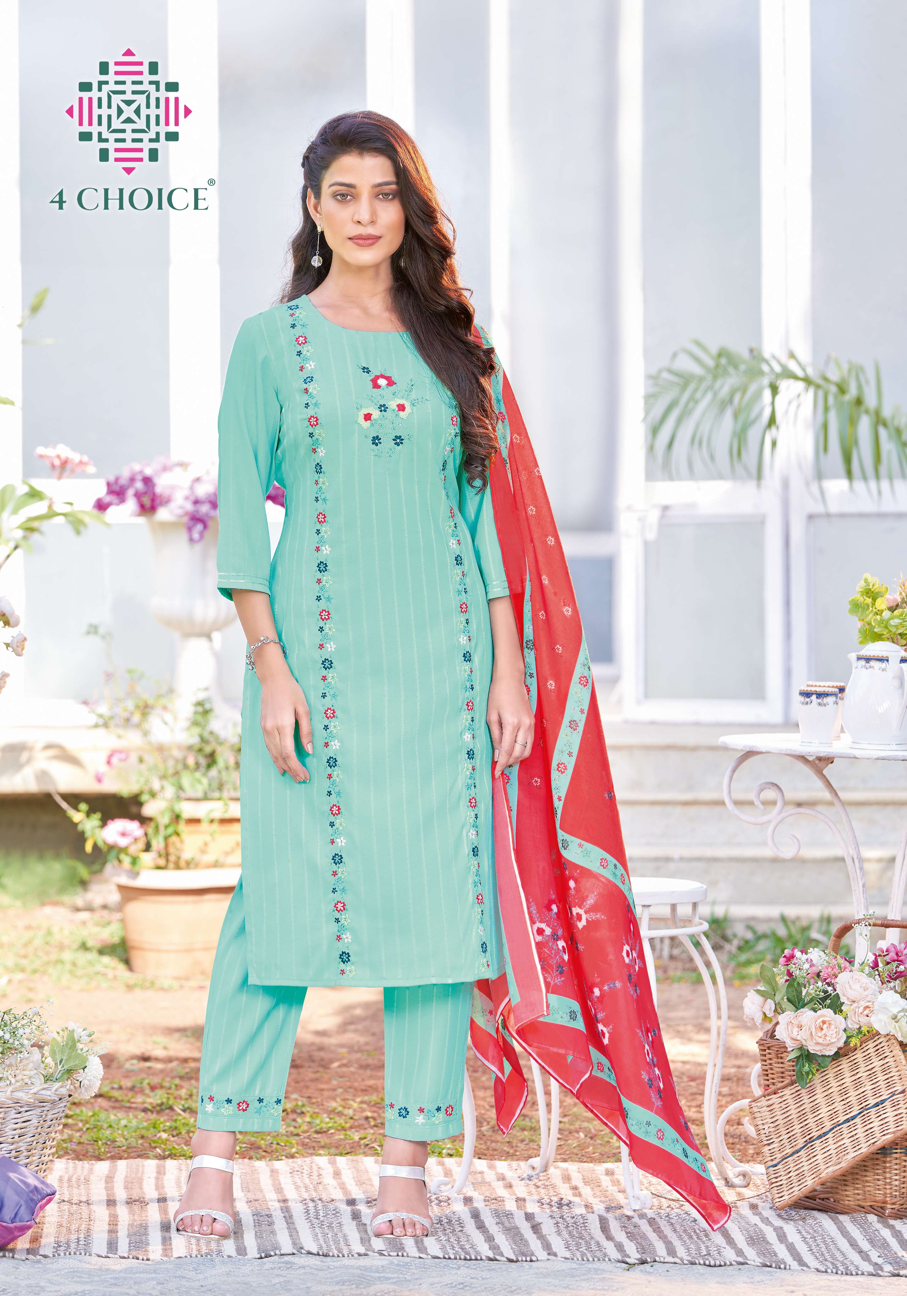 RETRO BY 4 CHOICE 1001 TO 1008 SERIES BEAUTIFUL SUITS COLORFUL STYLISH FANCY CASUAL WEAR & ETHNIC WEAR VISCOSE WITH WORK DRESSES AT WHOLESALE PRICE